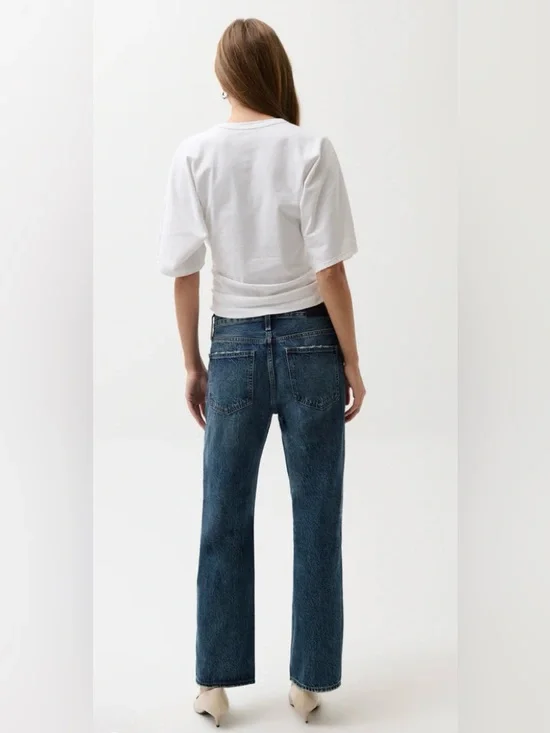 Pistola Lexi Mid Rise Bowed Straight Leg Jeans  Petite 27P - Picture 5 of 12